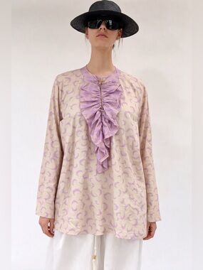 Yvonne S. Frill Shirt in Celestial Moon Cotton Voile